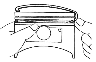 Внимание: не применяйте экспандер поршневых колец при установке скребков маслосъемного кольца.