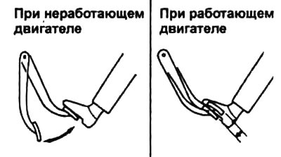 2. При неработающем двигателе нажмите несколько раз на педаль тормоза. Затем, не отпуская педаль…