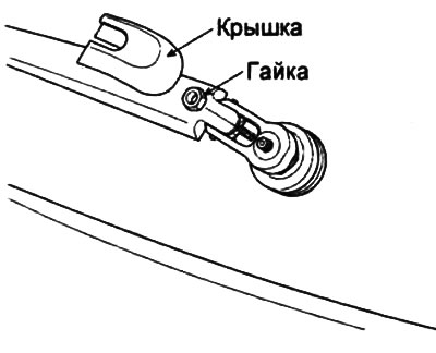 2. Снимите крышку, отверните гайку и снимите рычаг и щетку очистителя заднего стекла.