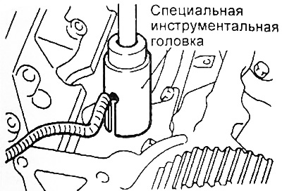 4. Снятие датчика детонации. Во избежание повреждения проводки датчика используйте для снятия…