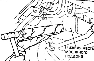 Внимание: использование съемника масляного поддона может повредить верхнюю часть масляного поддона.