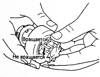 1. Держась за корпус обгонной муфты, постарайтесь повернуть шестерню привода, шестерня должна…
