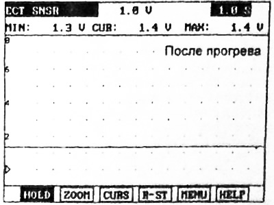 Примечание: убедитесь, что сигнал датчика ровный, без внезапных изменений.
