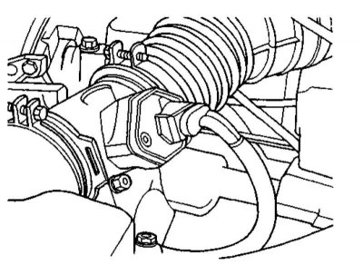 1. Датчик MAF вмонтирован в патрубок, включенный в рукав воздуховода впускного воздушного тракта…