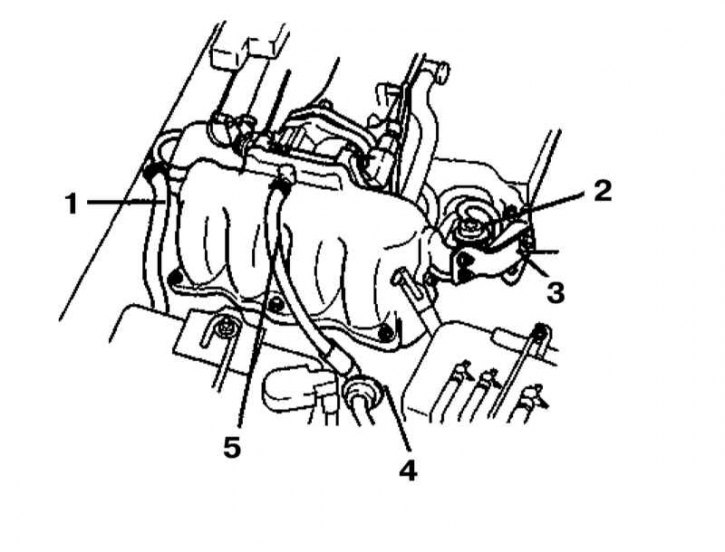 1 - Вакуумный шланг тормозного усилителя; 2 - Регулятор давления топлива; 3 - Опорный кронштейн…