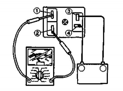 2. Удостоверьтесь в отсутствии проводимости между клеммами № 1 и № 2 реле.