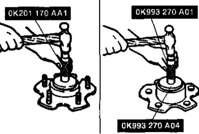 7. Выпрессовывание ступичного болта.