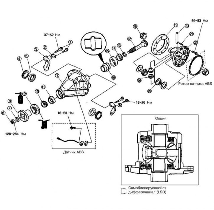 1 - Болт; 2 - Стопорная пластина; 3 - Крышка подшипника; 4 - Регулировочный винт; 5 - Наружная…