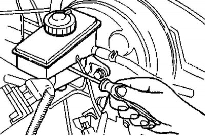 1 - Разъем электропроводки датчика-выключателя уровня тормозной жидкости 2 - Винт 3 - Крышка…