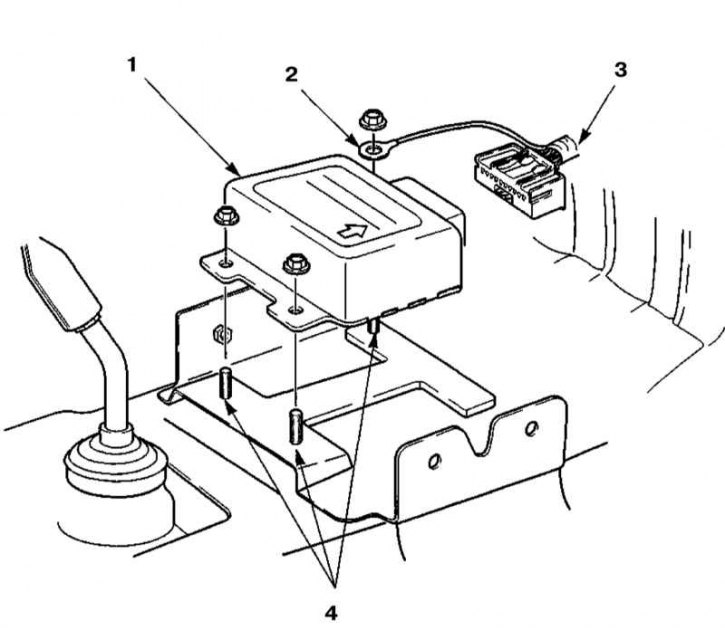 1 - ADU; 2 - Провод заземления; 3 - С299 (желтый); 4 - Крепежные шпильки